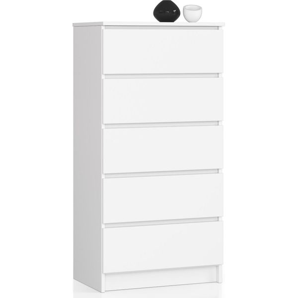 Akord Cassettiera 5 Cassetti Bianca 60X40X121 Cm-image