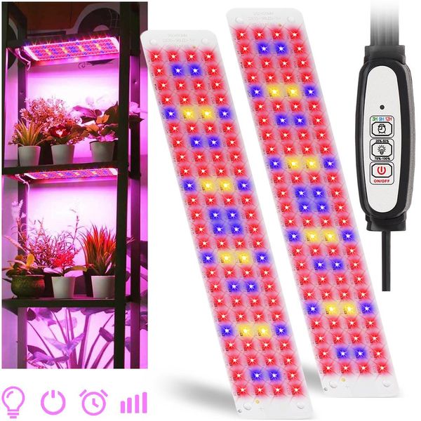 Lampada Per Piante Da 9W Led A Spettro Completo Con Timer 3/9/12H, Sei Livelli Di Oscuramento, 192 Led Crescono La Luce Crescere La Luce Per Piante Da Interno, Fiori, Verdure-image