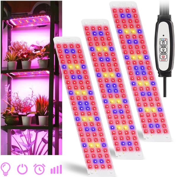 13.Lampada Per Piante Da 5W Led A Spettro Completo Con Timer 3/9/12H, Sei Livelli Di Regolazione, 288 Led Di Luce Di Crescita Luce Di Crescita Per Piante D'appartamento, Fiori, Verdure-image