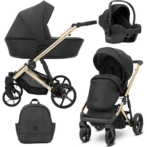 Kunert Arizo Premium 3In1 In Ecopelle Nera Con Struttura Dorata, Navicella E Accessori-image