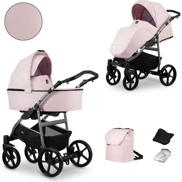 Passeggino Kunert Mata 2In1 In Rosa Con Struttura In Grafite - Per Il Comfort E La Sicurezza-image