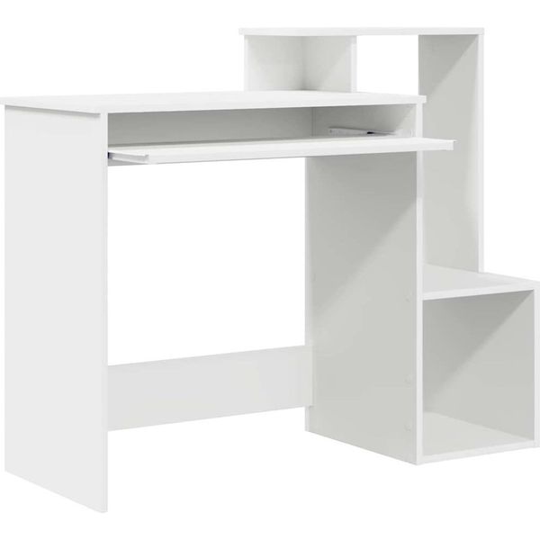 Vidaxl Scrivania Con Ripiano Bianco 106 X 41 X 88,5 Cm Materiale A Base Di Legno-image
