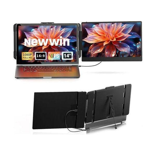 Newwin Laptop Screen Extender - 14'' Fhd 1080P Ips Monitor Extender Portatile Compatibile Con 13"-17"" Per Windows Mac Chrome Switch"-image