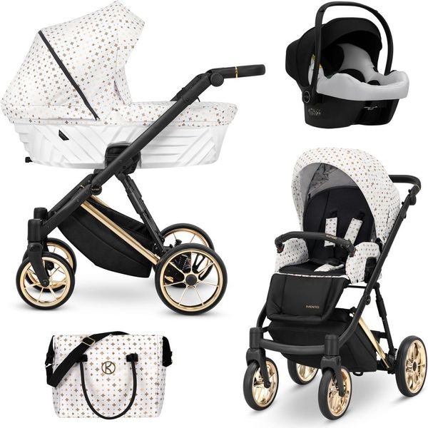 Carrozzina Kunert Ivento Premium 3In1 In Stile Bianco Con Telaio E Accessori In Oro-image