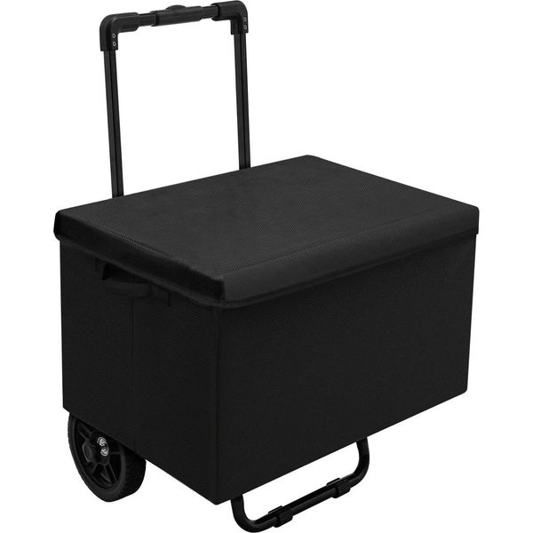 Carrello Da Trasporto - Carrello Portasacchi E Carrello Spesa Pieghevole - Capacità Di Carico 80 Kg - 55 X 36 Cm - Portatile - Con Rotelle - Nero-image