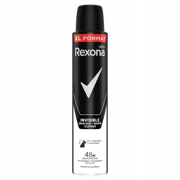 Rexona Men Invisible On Black+White Xl Antitraspirante Con Aerozolu 200 Ml-image