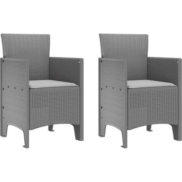 Vidaxl Sedia Da Giardino 2 Pezzi Grigio Chiaro 53 X 49 X 85 Cm Pp-image