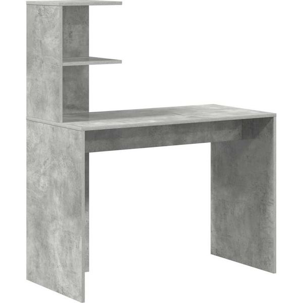 Vidaxl Desk Grigio Cemento 102 X 50 X 124 Cm Materiale A Base Di Legno-image