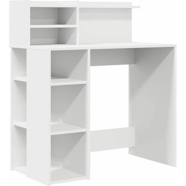 Vidaxl Scrivania Con Ripiano Bianco 90 X 48 X 101,5 Cm Materiale A Base Di Legno-image