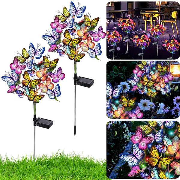 2X Luci Solari Per Il Giardino All'aperto, 70Cm Luci Solari All'aperto Ha Condotto Le Luci Solari Del Giardino La Luce Della Farfalla Per La Decorazione Di Nozze Del Partito Del Balcone Del Prato, Terrazza-image