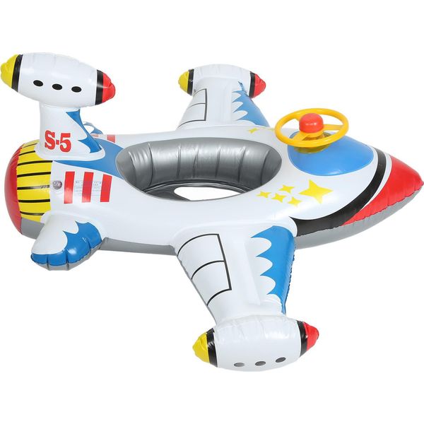 Anello Gonfiabile Aeroplano Nuoto Sedile Gonfiabile Aeroplano Nuoto Galleggiante Con Volante Per Bambini Bianco-image
