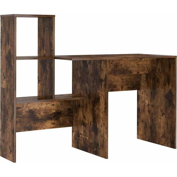 Vidaxl Scrivania In Rovere Affumicato 131,5 X 50 X 106,5 Cm Materiale A Base Di Legno-image