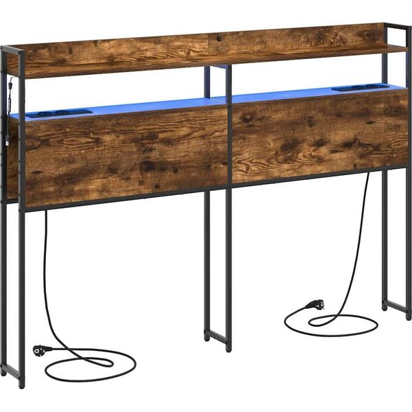 Vidaxl Testiera Contenitore In Legno Di Quercia Affumicata 160 Cm Materiale Ligneo-image