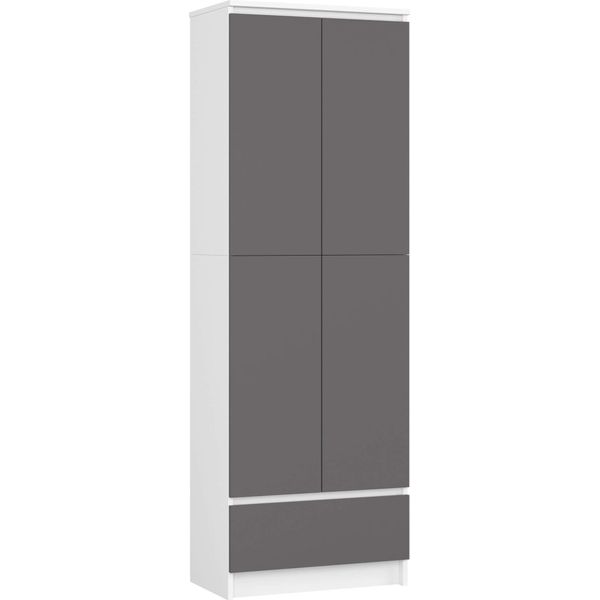 Akord Libreria Chiusa Bianco-Grigio/Grafite 60X35X180 Cm-image