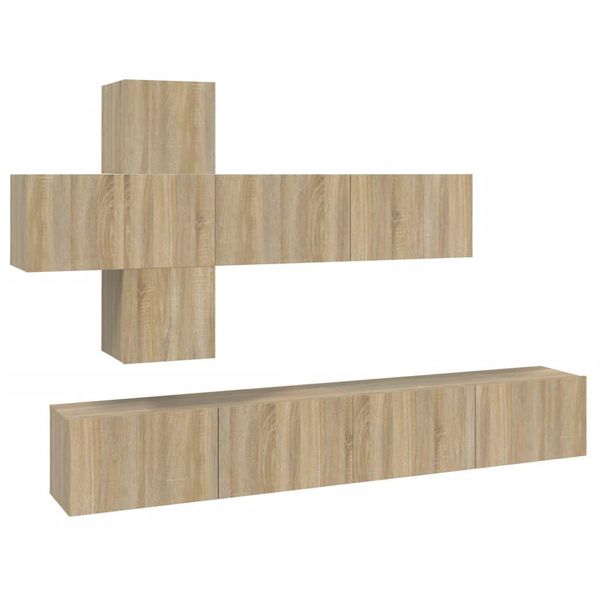 Syfax™ Set Di Mobili Porta Tv 7 Pz Rovere Sonoma In Legno Multistrato-image