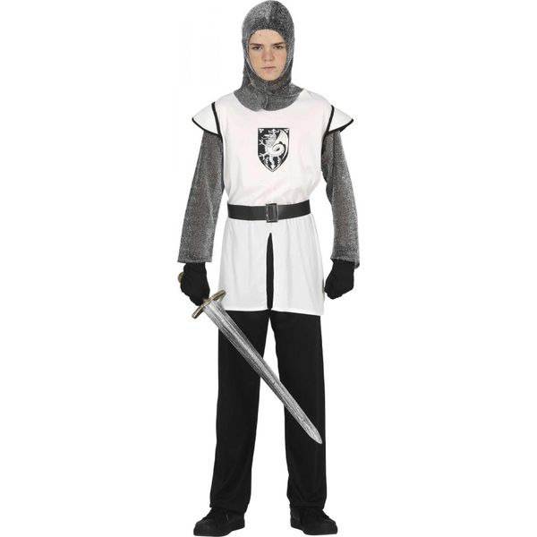 Fiestas Guirca - Costume Da Cavaliere Medievale Per Ragazzo FG935 (164-176) (Bianco/Grigio)-image