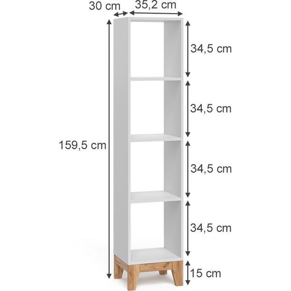 Vitalispa Scaffale Per Bambini Malia, 35.2 X 159.5 Cm, Bianco/Artisan-image