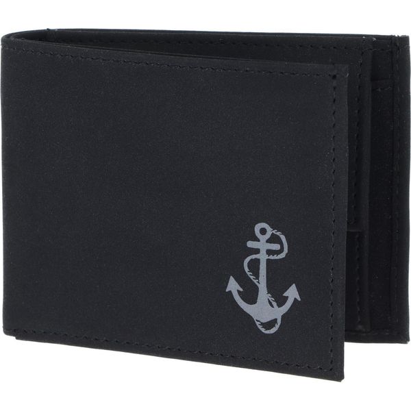 Oxmox Portafoglio New Cryptan Rfid Protect PocketböRse Freedom Anchor Print Grey Black Nero-image