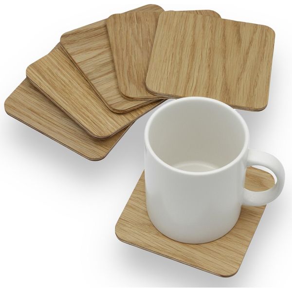 Sottobicchieri In Legno Di Quercia 6 Pezzi – Set In Legno, Stile Scandinavo-image