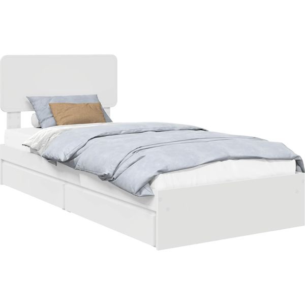 Vidaxl Letto Contenitore Con Testiera Bianco 90 X 200 Cm In Materiale Ligneo-image