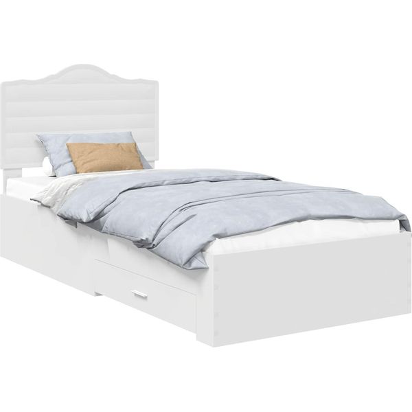 Vidaxl Struttura Letto Con Testiera Bianca 70 X 190 Cm In Materiale Ligneo-image