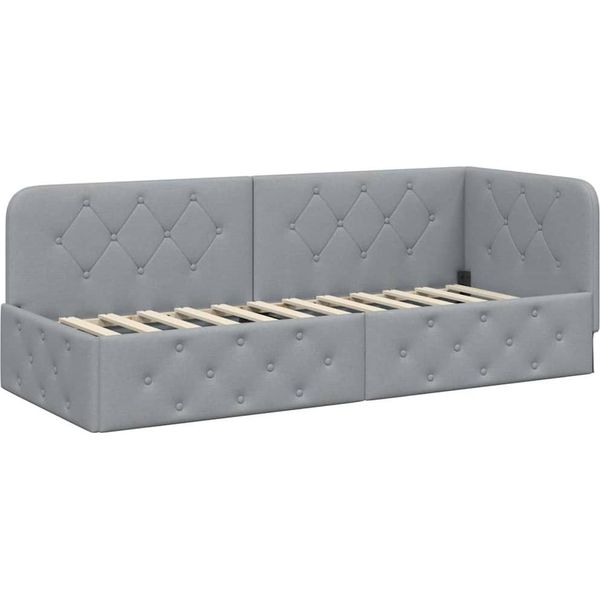 Vidaxl Struttura Letto Ad Angolo Con Testiera Grigio Chiaro 80 X 200 Cm In Tessuto-image