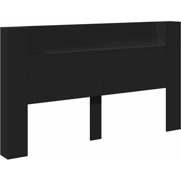 Vidaxl Testiera Con Ripiano Nero 180 X 16,5 X 103,5 Cm Materiale A Base Di Legno-image
