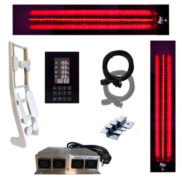 Set Riscaldatore A Infrarossi 1X Infrarotmed Max© 500W + 1X Max© 1300W + Interruttore Di Sicurezza + Icona 2 Touch + Schienale, Installazione A Posteriori Della Sauna, Riscaldatore A Spettro Completo-image