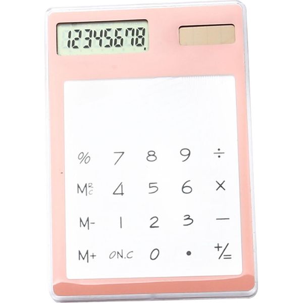 Calcolatrice A Energia Solare, Touchscreen, Display Lcd A 8 Cifre, Portatile, Trasparente, Per Ufficio, Scuola, Casa, Rosa-image