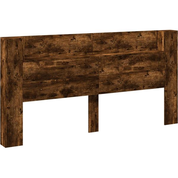 Vidaxl Testiera In Rovere Fumé 200 X 16,5 X 103,5 Cm Materiale A Base Di Legno-image