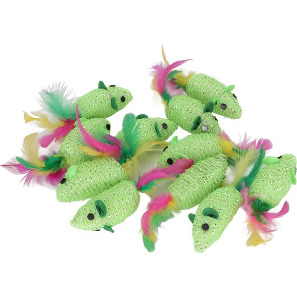 11 Pezzi Di Topi, Giocattolo Per Gatti, Topo Interattivo Multiuso Con Squittio Per Gatti E Gattini, Verde-image