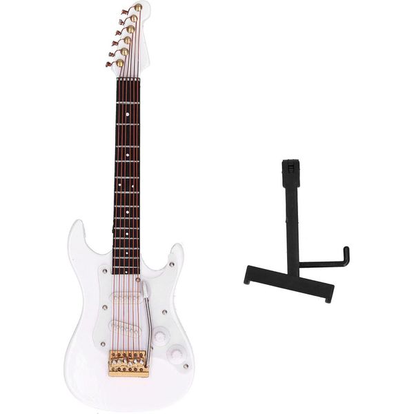 Chitarra Elettrica In Miniatura In Legno, Modello Di Strumento In Miniatura, Adatto Per Regali, Ornamenti, Bianco-image