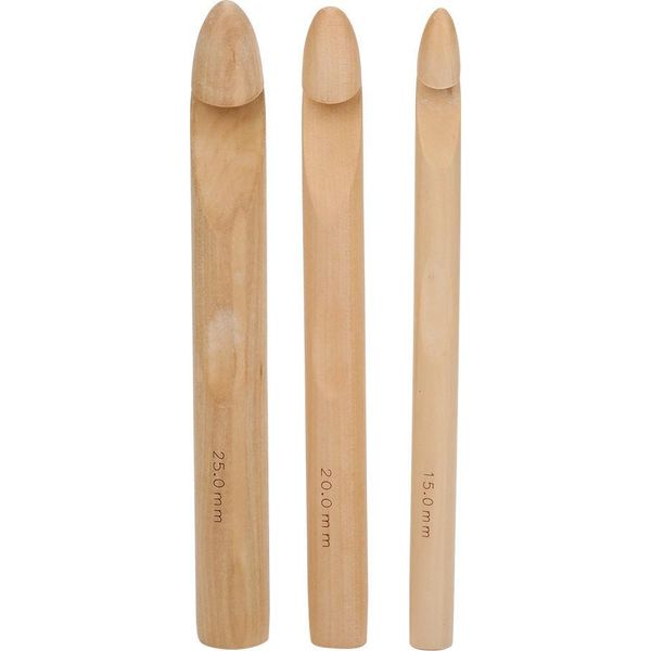 3 Pezzi Grandi E Spessi Ganci In Legno Per Uncinetto, Ferri Da Maglia, Strumenti Per Tessere, 15 Mm, 20 Mm, 25 Mm-image