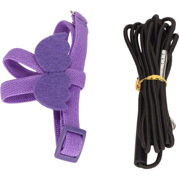 Pettorina E Guinzaglio Per Uccelli, Super Leggera, Regolabile, A Prova Di Morso, Corda Per Pappagalli, Con Simpatica Maniglia Ad Ala, Viola, M-image