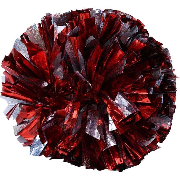 Pom-Pom Per Cheerleader, Pom-Pom Per Danza, Festa, Scuola, Sport, Competizione (Argento + Rosso)-image