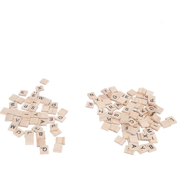100 Pezzi Di Piastrelle Di Lettere In Legno, Durevoli, Trasparenti, Resistenti All'usura, Etichette Artigianali Di Lettere In Legno-image