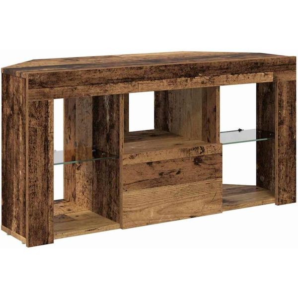 Vidaxl Mobile Tv Led Ad Angolo In Legno Recuperato 107 X 40 X 50 Cm Materiale A Base Di Legno-image