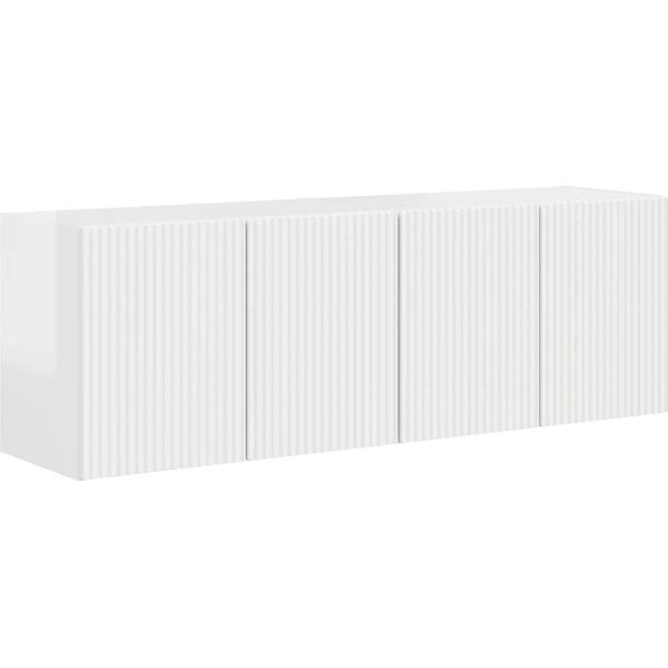 Vidaxl Mobile Tv A Parete 2 Pezzi Bianco Lucido 59,5 X 31 X 40 Cm-image