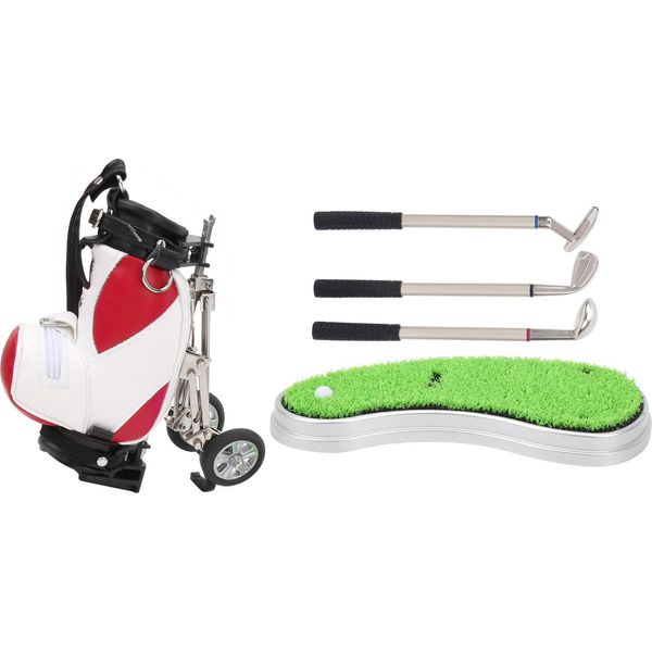 Set Di Penne Da Golf Da Tavolo, 3 Penne A Sfera E Mini Astuccio In Lega Di Zinco Con Base Rossa E Bianca-image