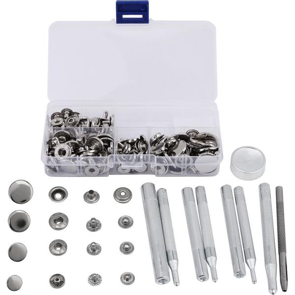 40 Set Di Bottoni A Pressione, Bottoni A Pressione, Bottoni A Pressione, Pelle, Jeans, Accessori, Strumenti Di Base, Argento-image