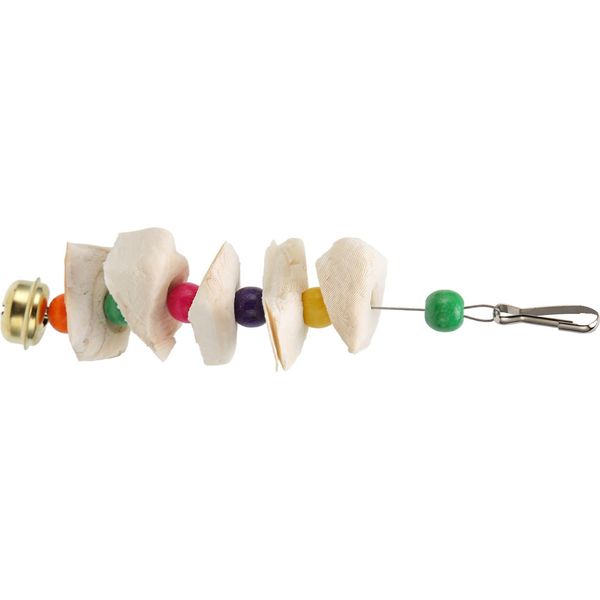 Uccello Masticare Giocattolo Colorato Naturale Calcio Supplemento Denti Pappagallo Masticare Osso Di Seppia Con Campana M.-image
