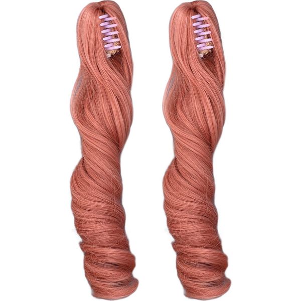2PCS Bambola Capelli Parrucca Ad Alta Temperatura Morbida Seta Clip Tipo Romano Ricci Bambole Trama Colore Carota-image