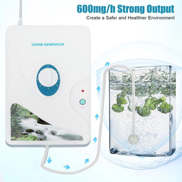 Generatore Di Ozono - Ozonizzatore Portatile - 600 Mg/H - Con Tubo Dell'aria - 220 V - Per Acqua, Frutta E Verdura-image