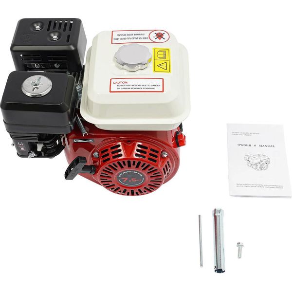 Motore A Benzina - Motore Universale A 4 Tempi - 7,5 Cv - 212 Cm³ - 3600 Giri/Min - Raffreddato Ad Aria - Avviamento A Strappo - Rosso-image