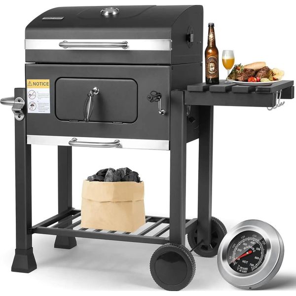 Barbecue A Carbonella - Carrello Per Grigliate A Carbonella Xxl - 116 X 55,7 X 100 Cm - Acciaio Verniciato A Polvere - - Con Rotelle - Per 5-10 Persone-image