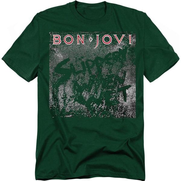 Bon Jovi - Maglietta "Slippery When Wet"" Per Uomo/Donna Unisex TV20689 (3XL) (Verde Scuro)"-image