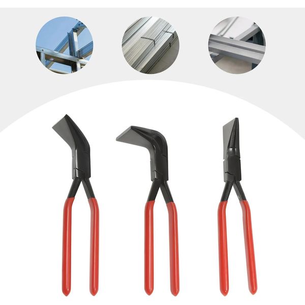 Set Per Piegare La Lamiera - Pinze Per Aggraffare E Piegare - 3 Pezzi - Acciaio Al Carbonio - Ganasce Dritte/45°/90° - Per La Lavorazione Della Lamiera - Blu-image