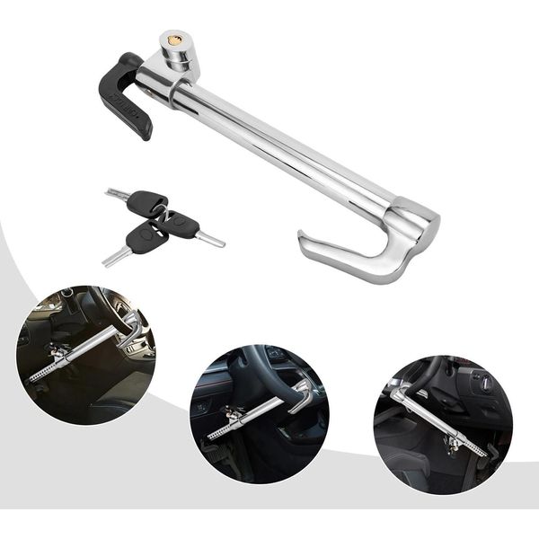 Blocca Volante E Pedaliera Per Auto - Antifurto - Struttura In Metallo, Gancio Per Acceleratore/Freno, Telescopico, Regolabile, Universale - Avorio-image