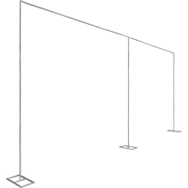 Fondale Per Matrimonio - Set Di Supporti - Arco Quadrato In Metallo - Resistente - 6 X 3 M - Xl - Argento-image
