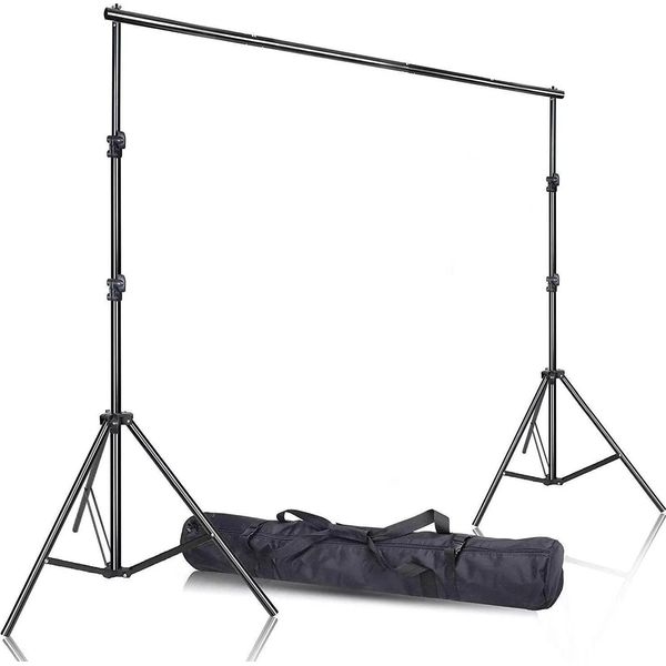 Supporto Per Lo Sfondo Dello Studio Fotografico - Sistema Di Sfondo - Altezza Regolabile 2,0-2,6 M - Larghezza Regolabile 2-3 M - Alluminio - Dimensioni 3 X 2,6 M - Nero-image